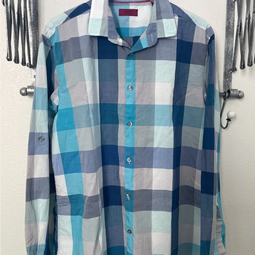 Alfani Multicolor Plaid Button Down Shirt
